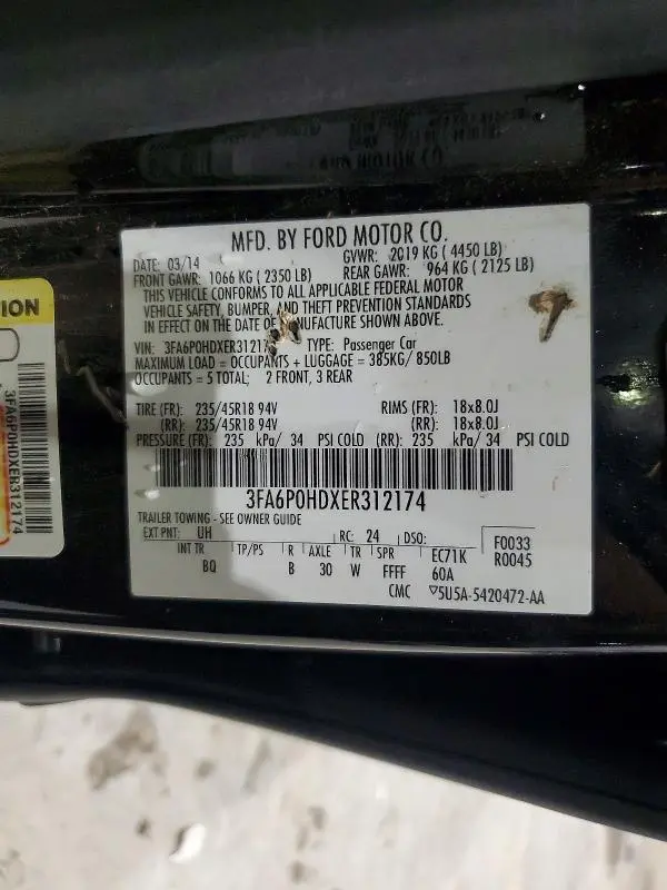 2014 FORD FUSION SE  