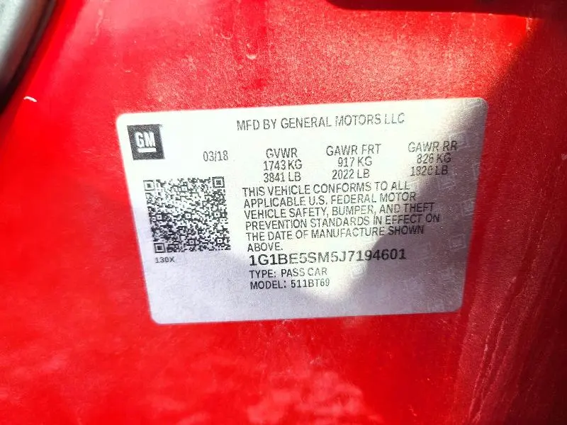 2018 CHEVROLET CRUZE LT  
