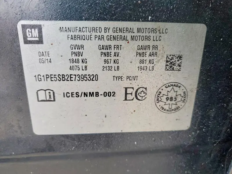 2014 CHEVROLET CRUZE LT  