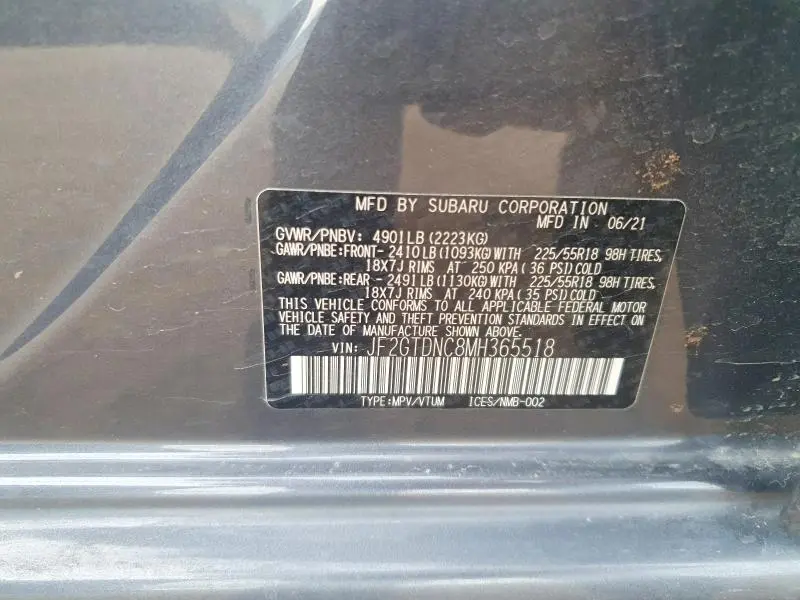 2021 SUBARU CROSSTREK LIMITED  