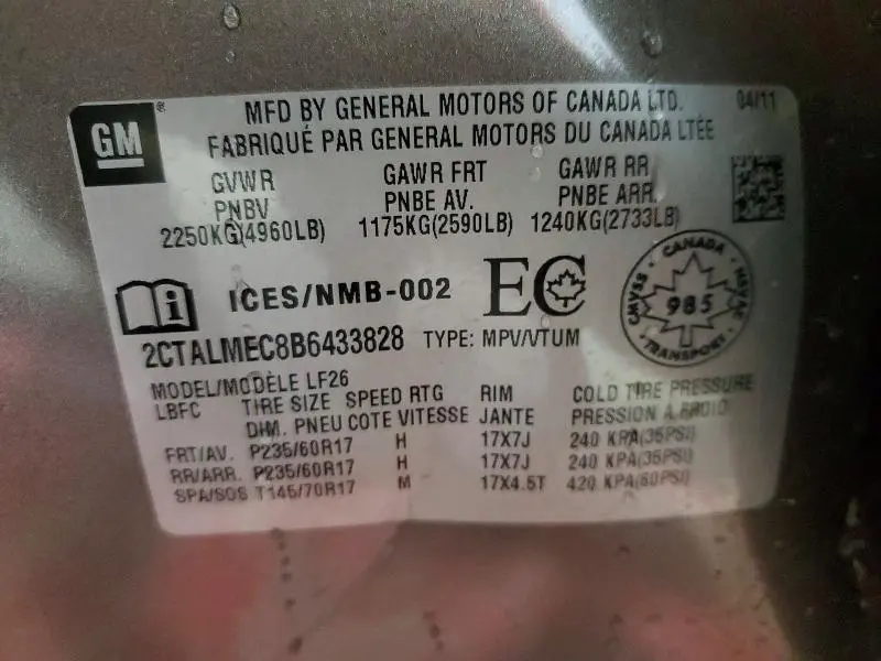 2011 GMC TERRAIN SLE  