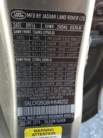 2017 LAND ROVER DISCOVERY SPORT HSE  