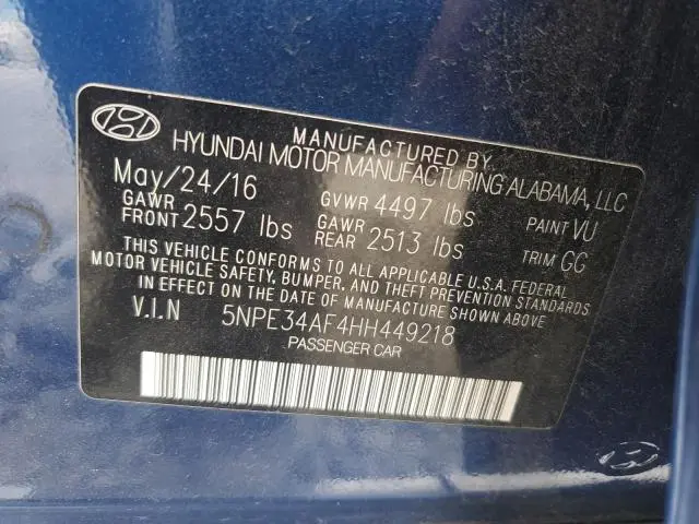 2017 HYUNDAI SONATA SPORT  
