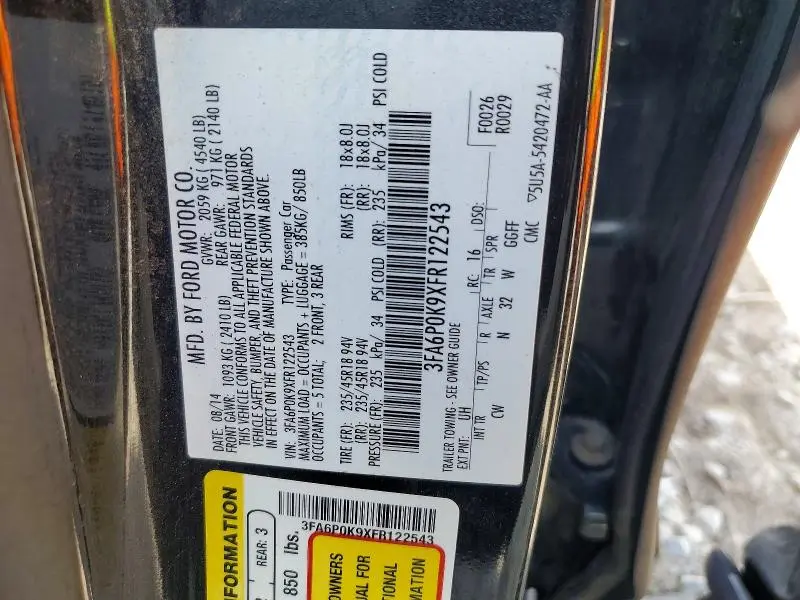 2015 FORD FUSION TITANIUM  