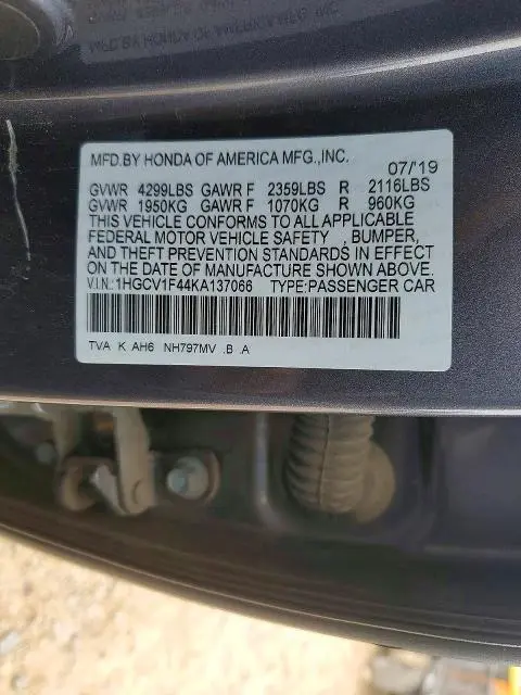 2019 HONDA ACCORD EX  