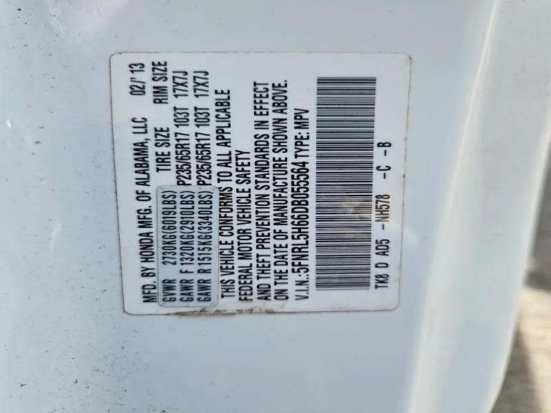 2013 HONDA ODYSSEY EXL  