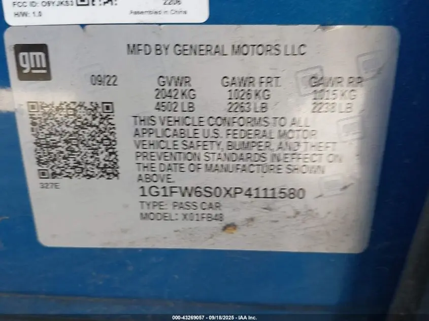 2023 CHEVROLET BOLT EV FWD 1LT