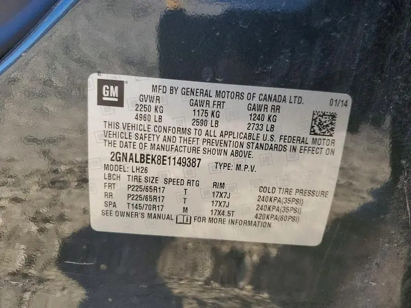 2014 CHEVROLET EQUINOX LT  