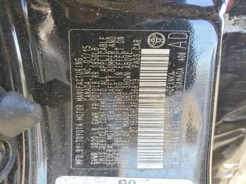 2015 TOYOTA COROLLA L  