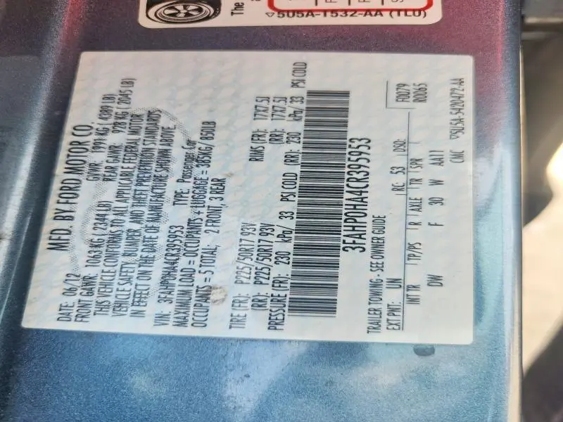 2012 FORD FUSION SE  