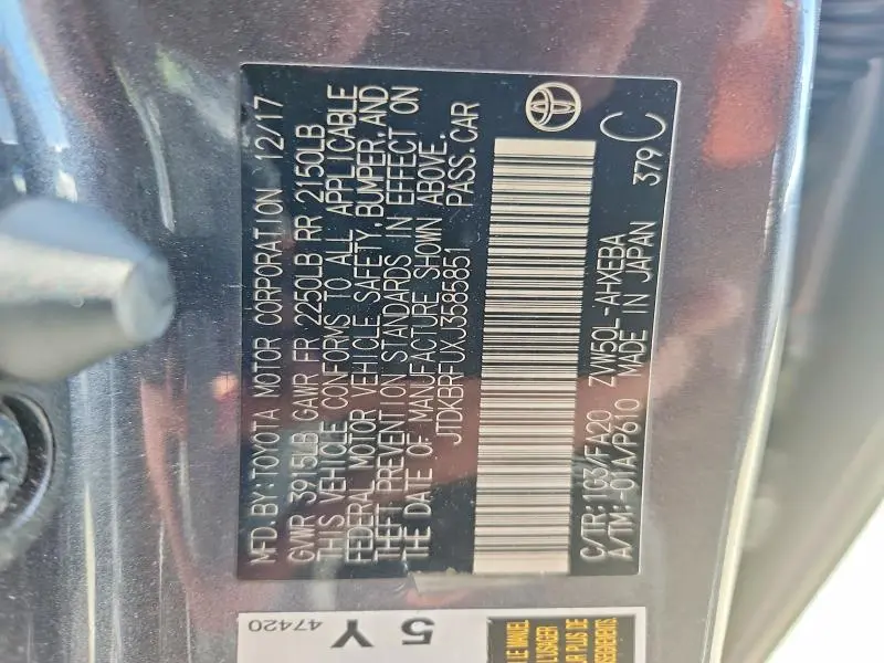 2018 TOYOTA PRIUS TWO  