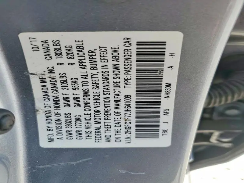 2018 HONDA CIVIC EXL  