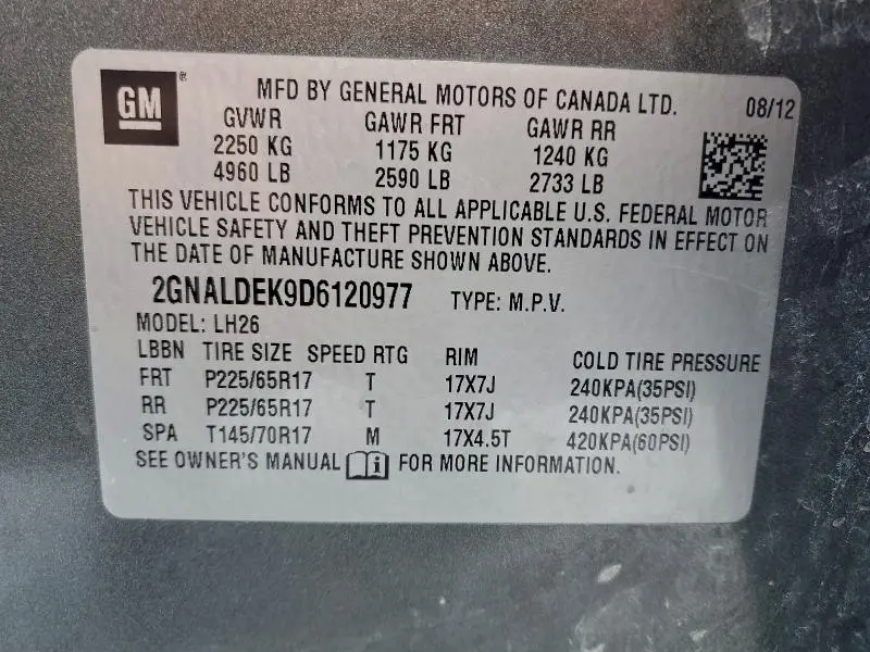 2013 CHEVROLET EQUINOX LT  