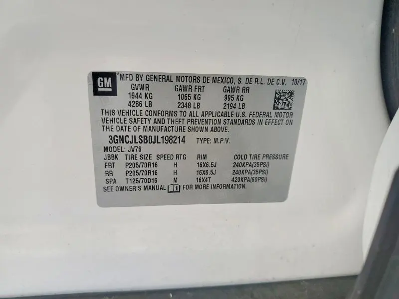 2018 CHEVROLET TRAX 1LT  