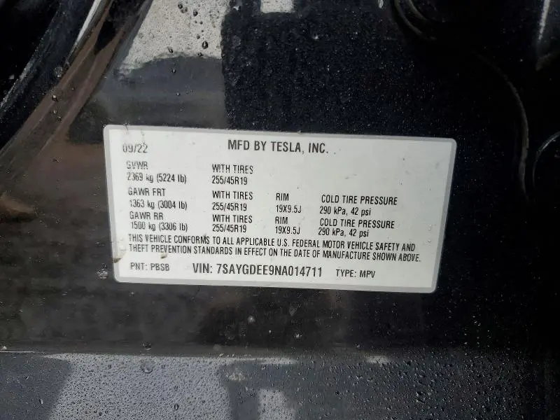 2022 TESLA MODEL Y   