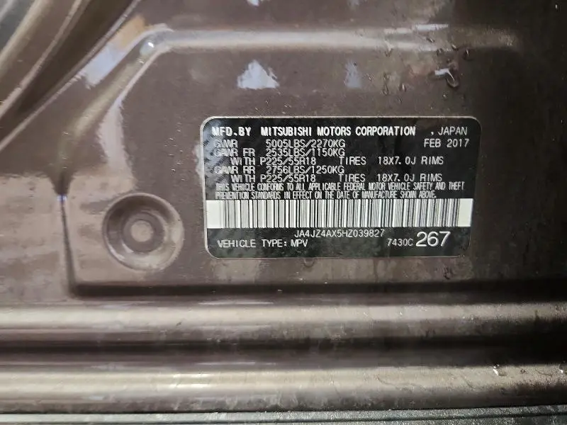 2017 MITSUBISHI OUTLANDER GT  