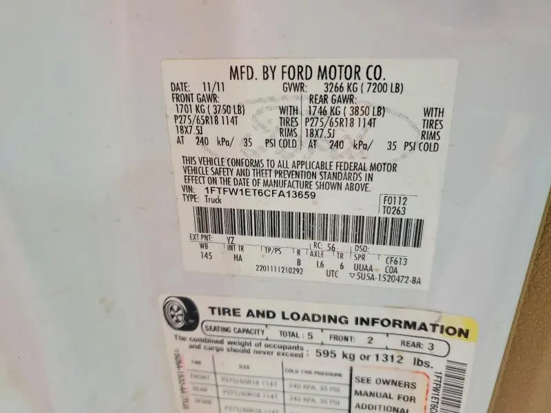 2012 FORD F150 SUPERCREW  