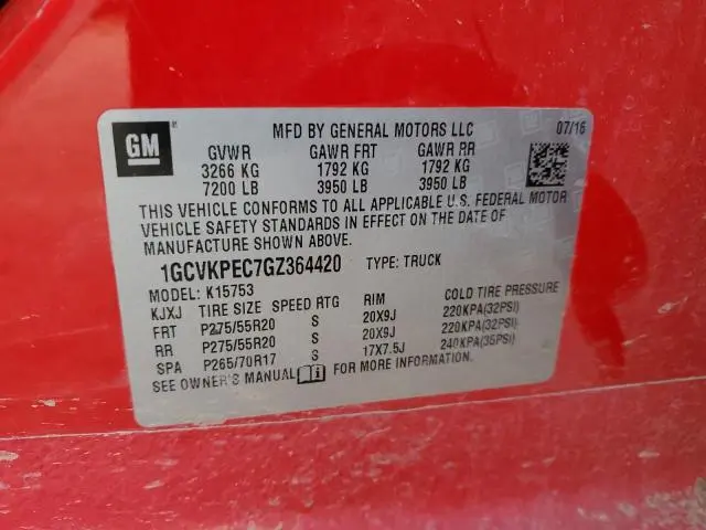 2016 CHEVROLET SILVERADO K1500 CUSTOM  