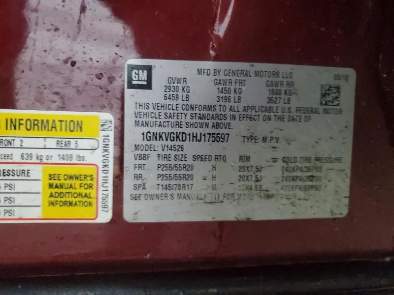 2017 CHEVROLET TRAVERSE LT  