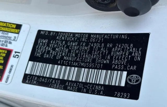 2021 TOYOTA CAMRY LE  
