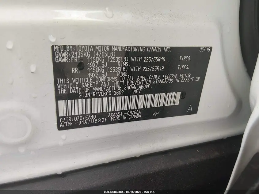 2019 TOYOTA RAV4 LIMITED