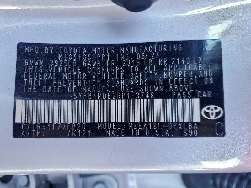 2024 TOYOTA COROLLA LE  