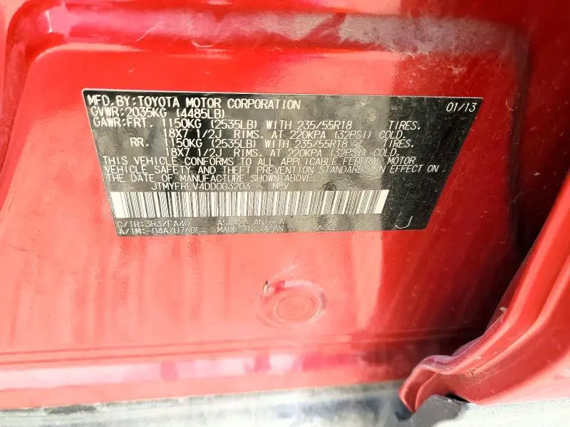 2013 TOYOTA RAV4 LIMITED  