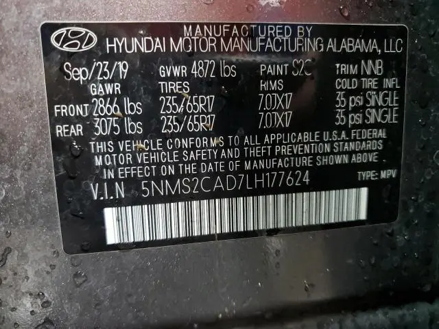 2020 HYUNDAI SANTA FE SE  