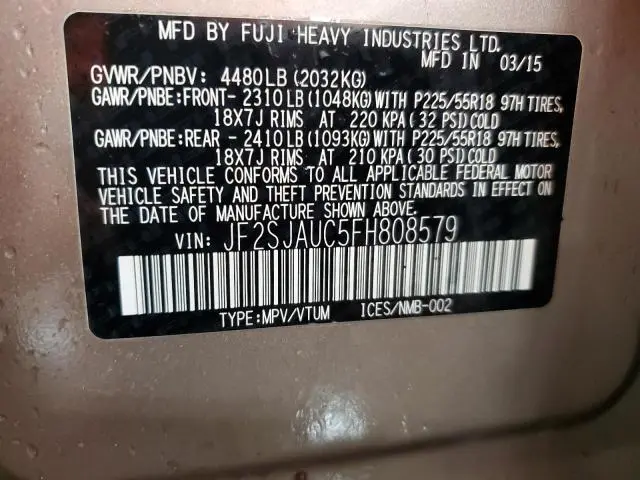 2015 SUBARU FORESTER 2.5I TOURING  