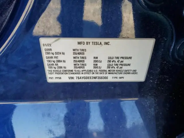 2022 TESLA MODEL Y 