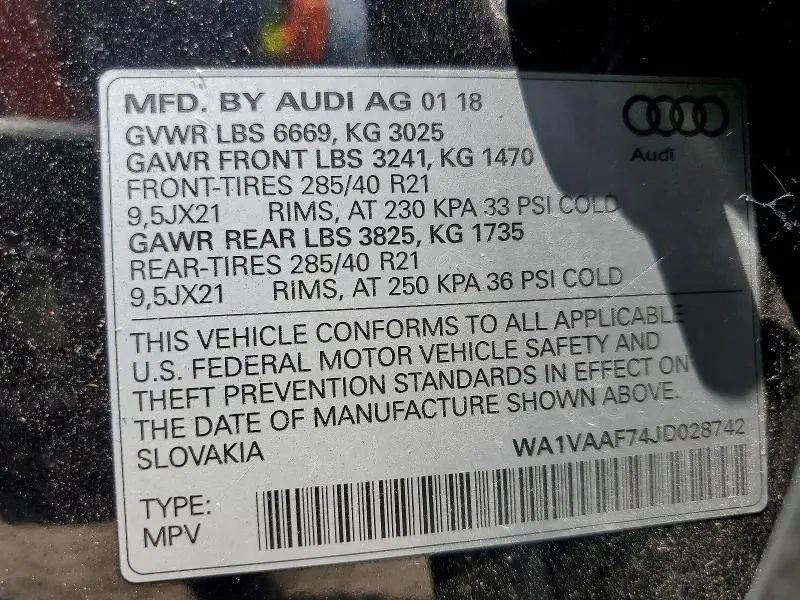 2018 AUDI Q7 PRESTIGE  