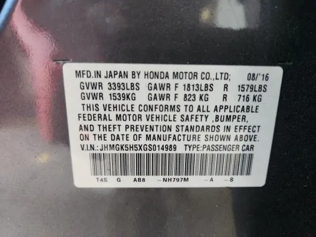 2016 HONDA FIT LX