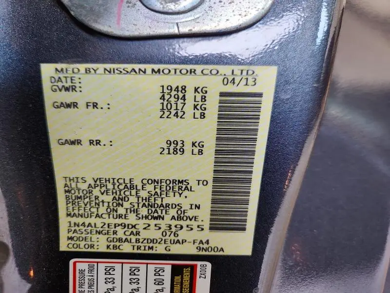 2013 NISSAN ALTIMA S  