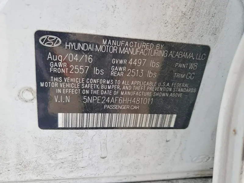 2017 HYUNDAI SONATA SE  