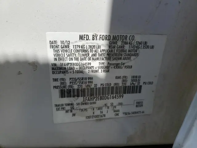 2013 FORD TAURUS SEL  