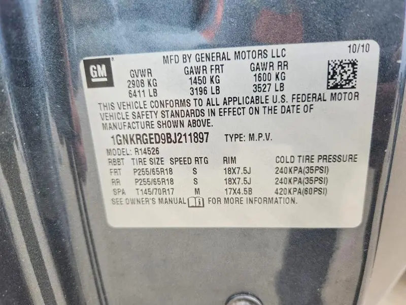 2011 CHEVROLET TRAVERSE LT  