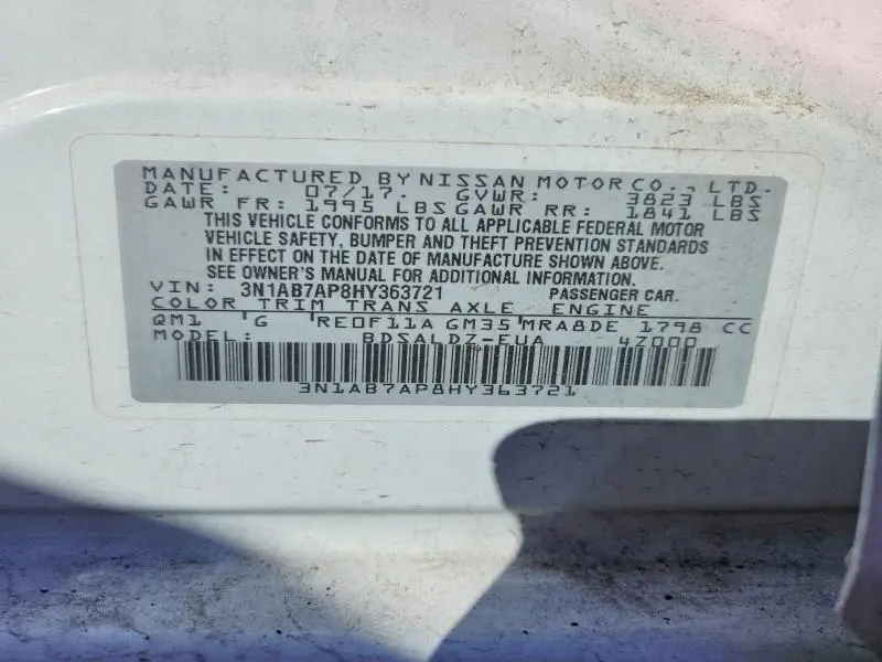 2017 NISSAN SENTRA SV  