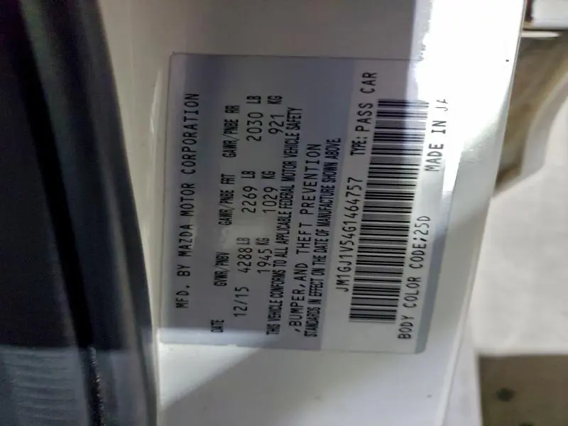 2016 MAZDA 6 TOURING  