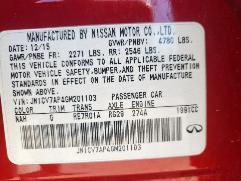 2016 INFINITI Q50 BASE  