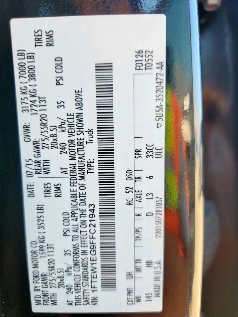 2015 FORD F150 SUPERCREW  