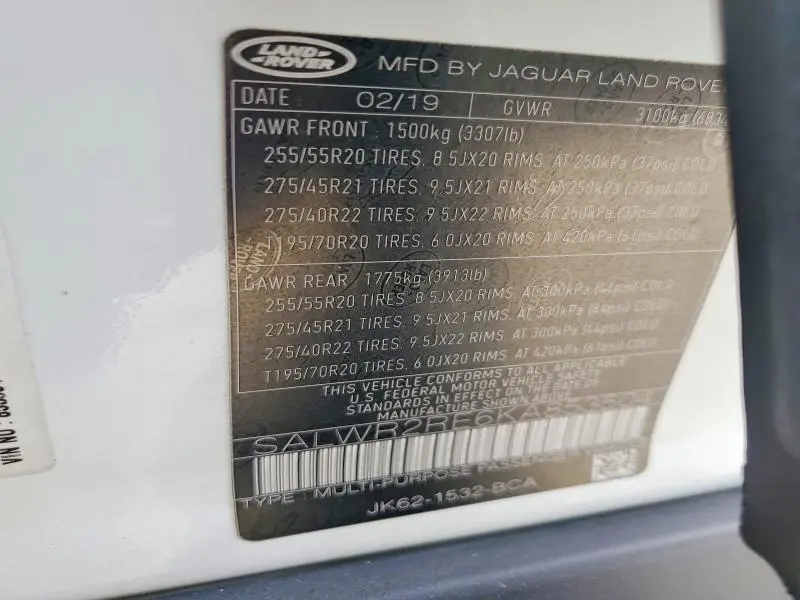 2019 LAND ROVER RANGE ROVER SPORT SUPERCHARGED DYNAMIC  