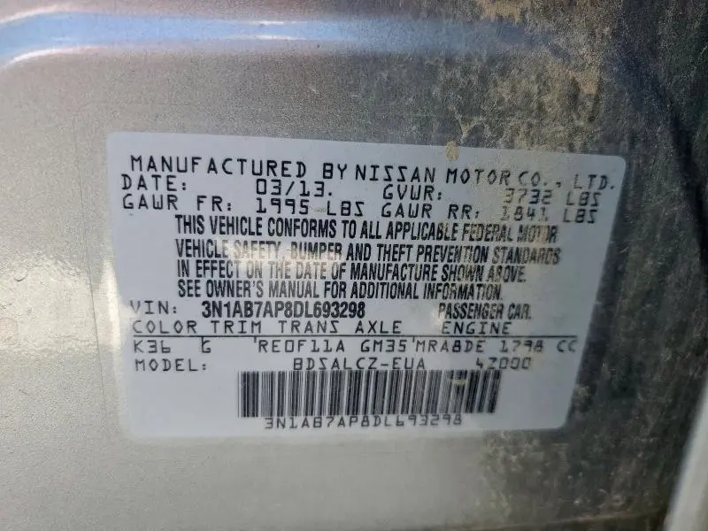 2013 NISSAN SENTRA S  