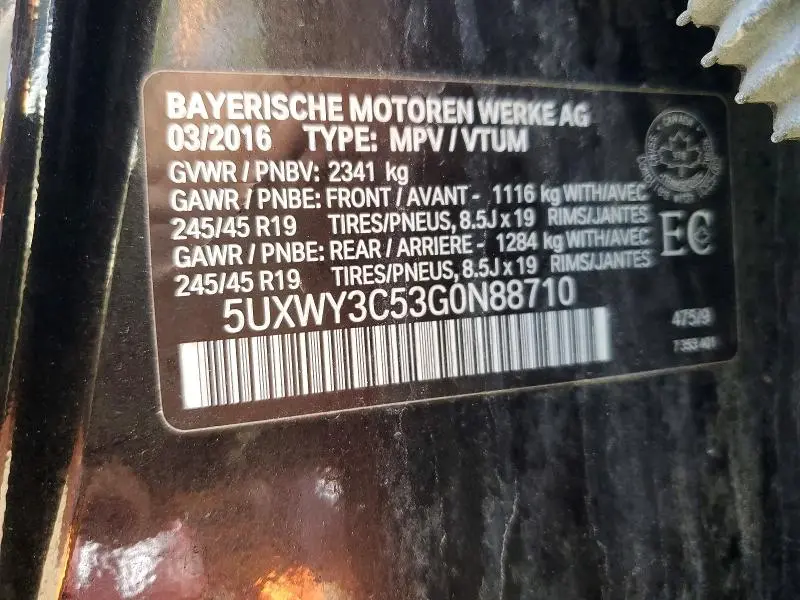 2016 BMW X3 XDRIVE28D  