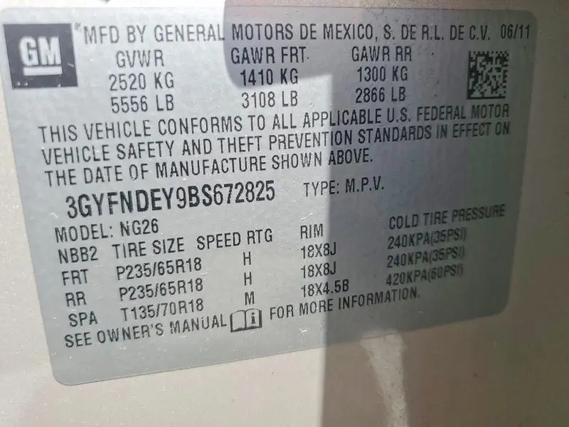 2011 CADILLAC SRX   