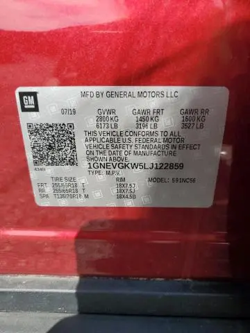 2020 CHEVROLET TRAVERSE LT  