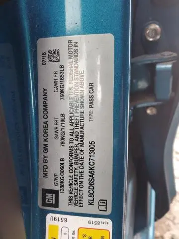 2019 CHEVROLET SPARK 1LT  