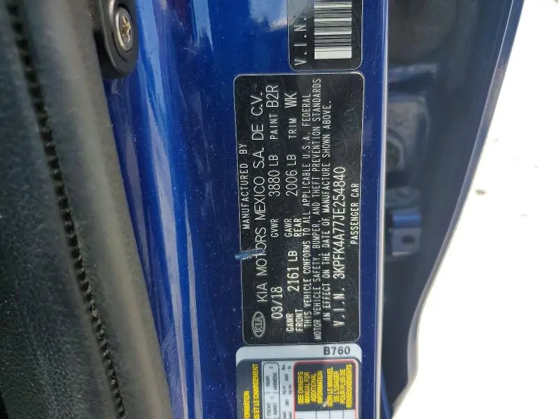 2018 KIA FORTE   