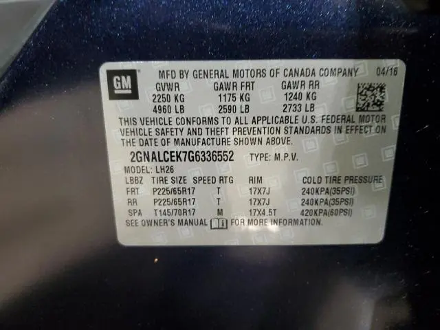 2016 CHEVROLET EQUINOX LT  