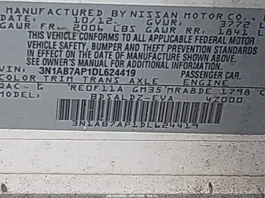 2013 NISSAN SENTRA SV