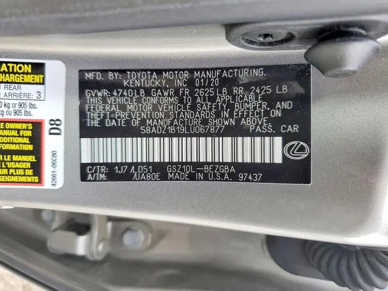 2020 LEXUS ES 350 BASE  